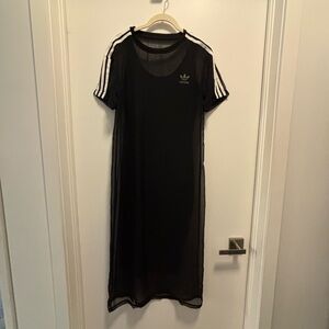 Adidas Black Sheer Dress with Stripes